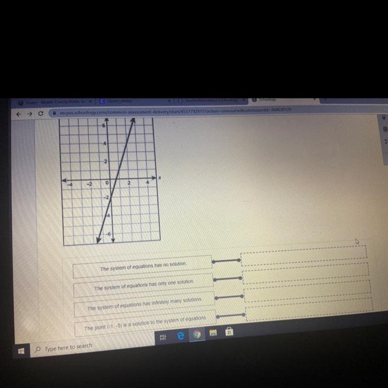 Determine whether each statement about the system of the two linear equations is true-example-1