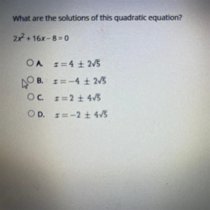 What are the solutions of this quadratic equation? Please help-example-1