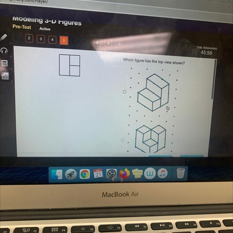 Which figure has the top view shown?-example-1