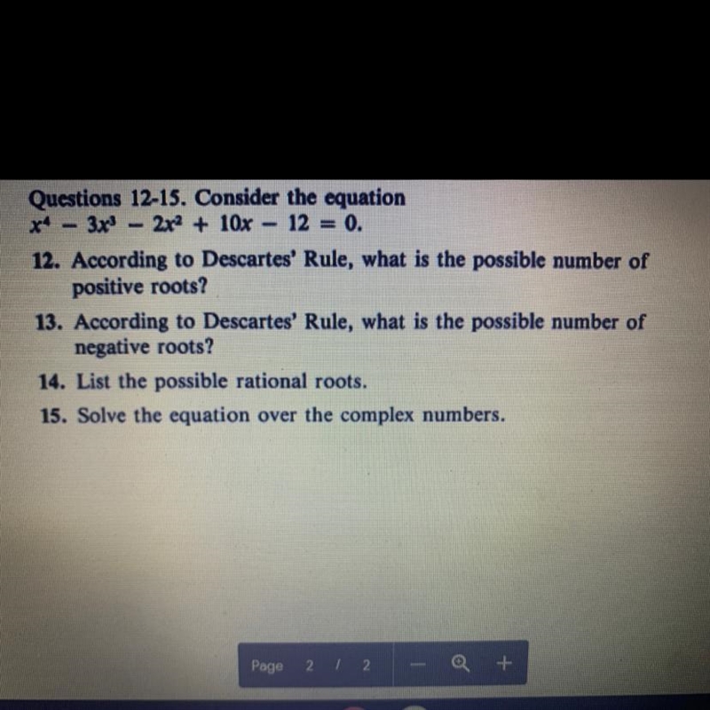 According to Descartes rule what is a possible number of positive and negative roots-example-1