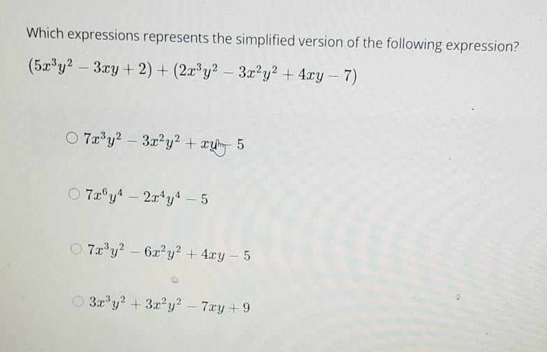 Which expressions represents the simplified version of the following expression? ​-example-1