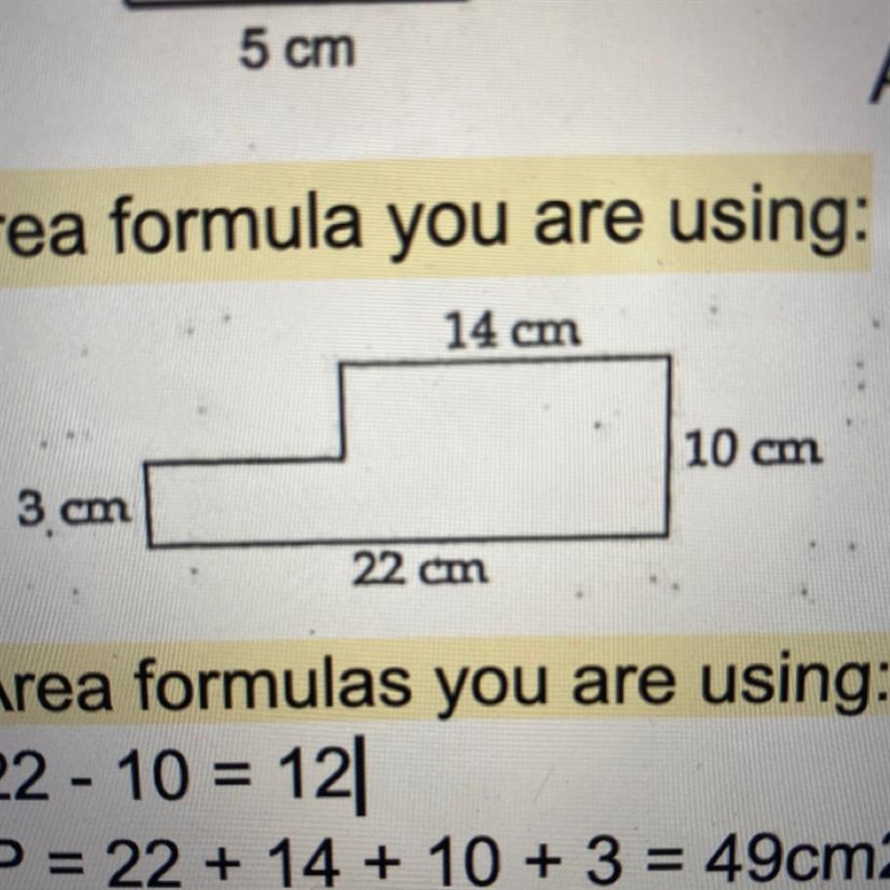 14 cm 10 cm 3.cn 22 cm SO THIS IS A COMPLEX SHAPE, WHATS THE THE AREA PLEASE I NEED-example-1