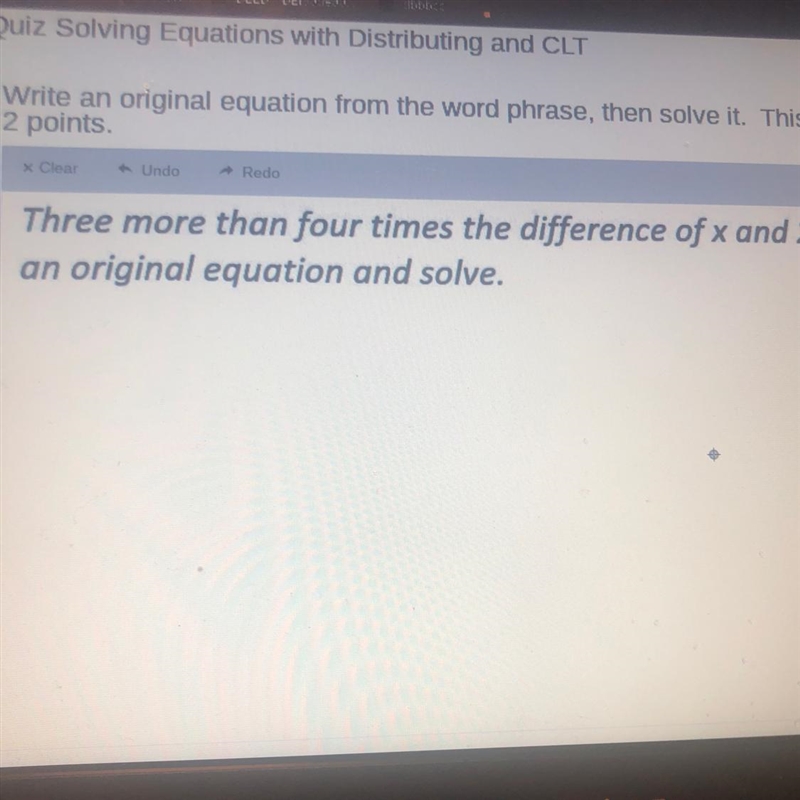 Three more than four times the difference of x and 2 is 36-example-1