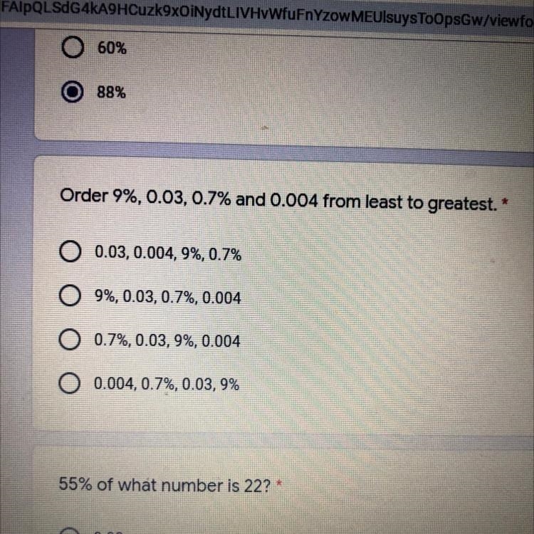 Order 9%, 0.03, 0.7% and 0.004 from least to greatest-example-1