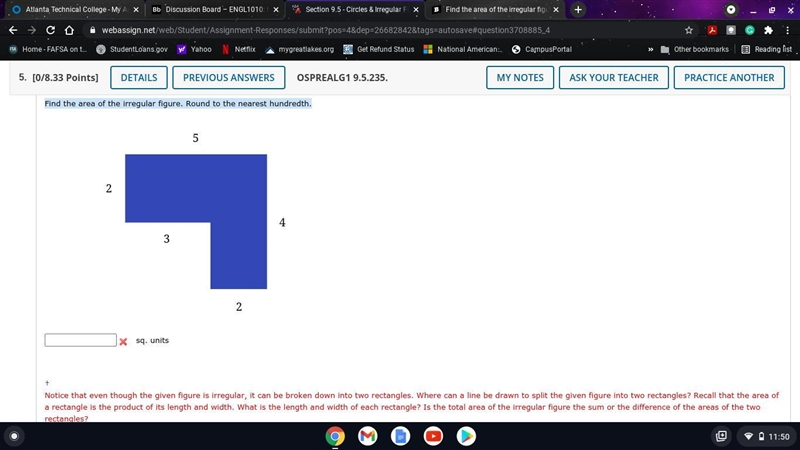 Find the area of the irregular figure. Round to the nearest hundredth.-example-1