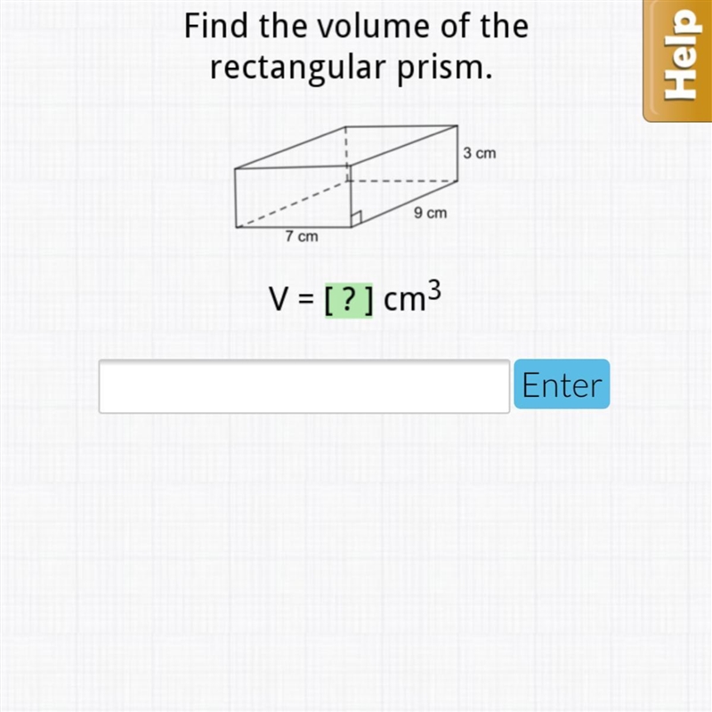 Find the volume of the rectangular prism. geometry hw plz help-example-1