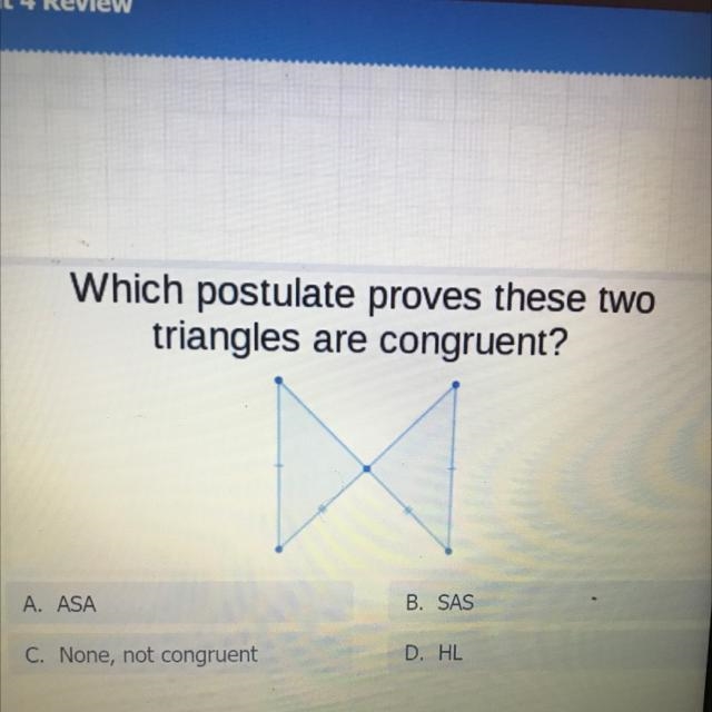 Which postulate proves these two triangles are congruent?-example-1