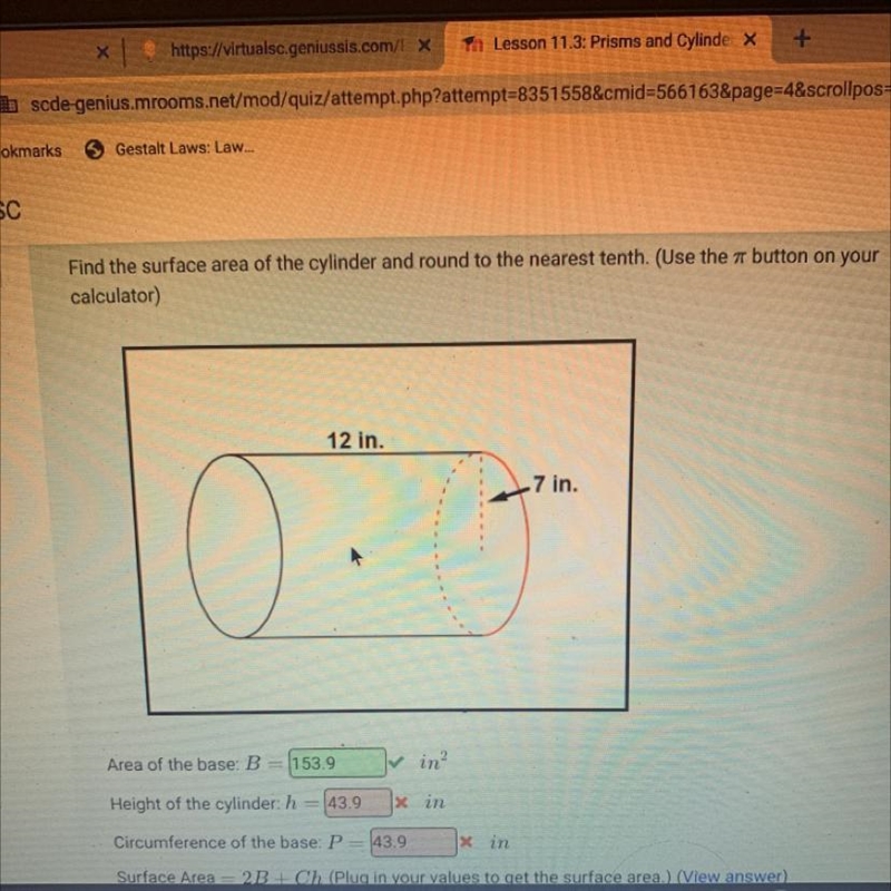 Find the surface area of the cylinder and round to the nearest tenth.-example-1