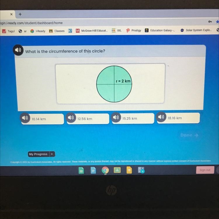 What is the circumference of this circle-example-1