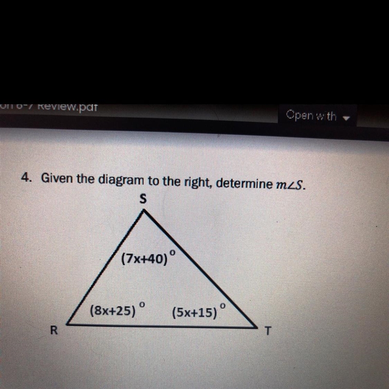 Given the diagram to the right,determine m-example-1