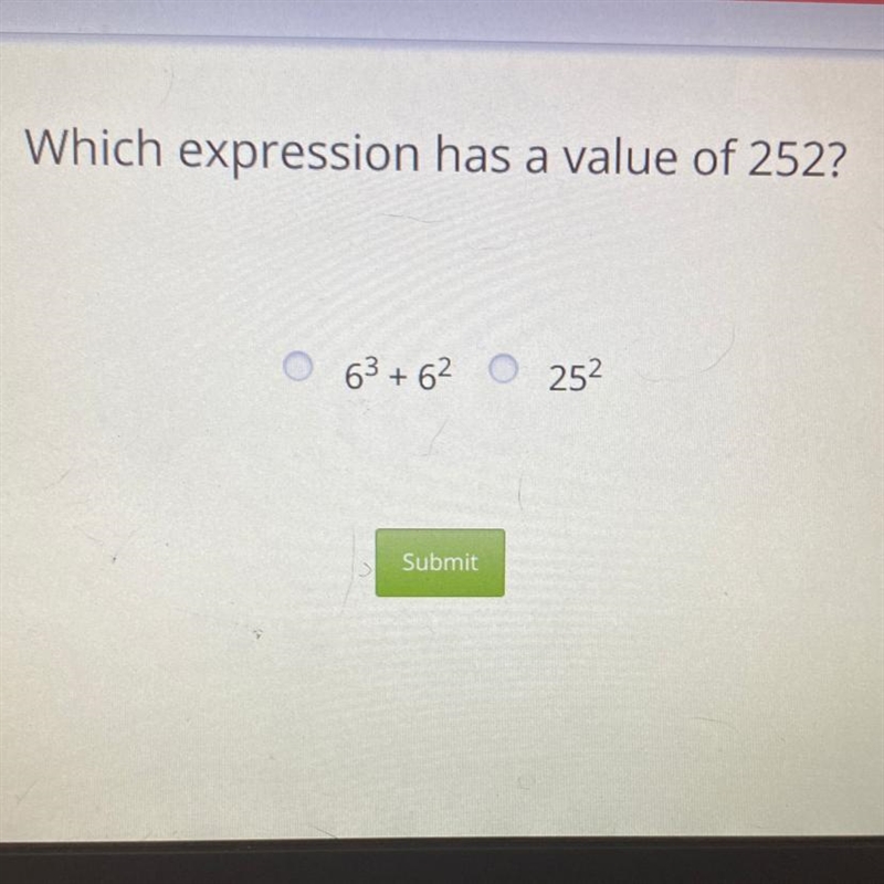 Which expression has a value of 252?-example-1