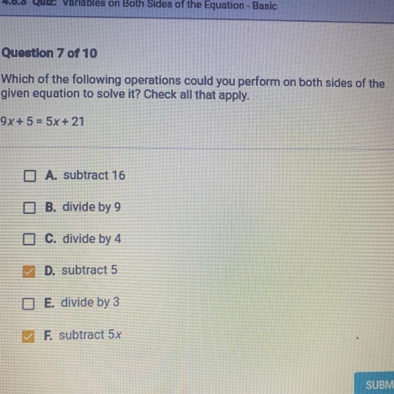 Which of the following operations could you perform on both sides of the given equation-example-1