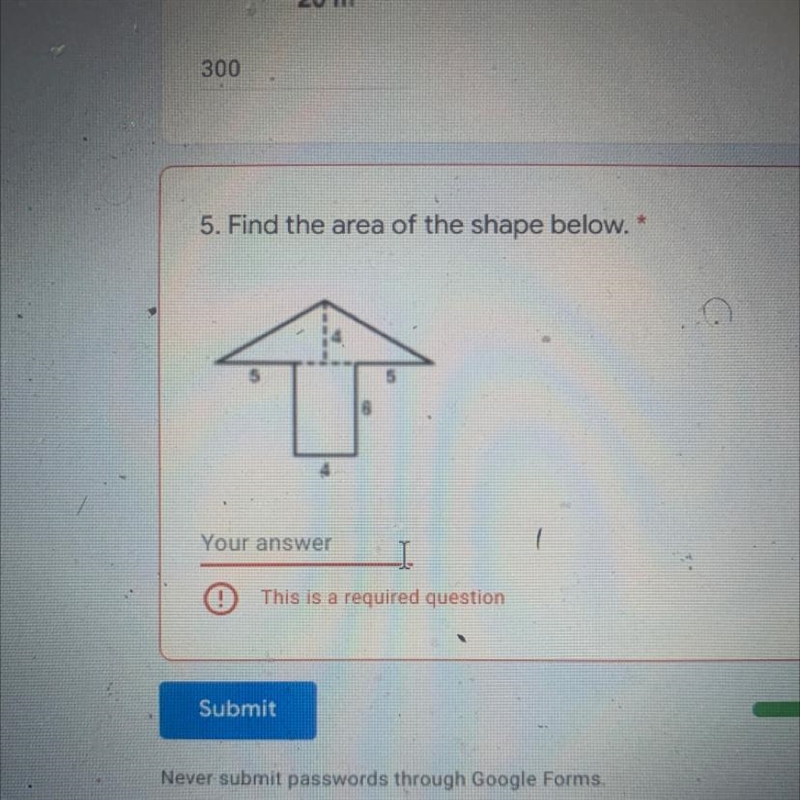 PLES HELP FIEN THE AREA OR THE SHAPE BELWO-example-1