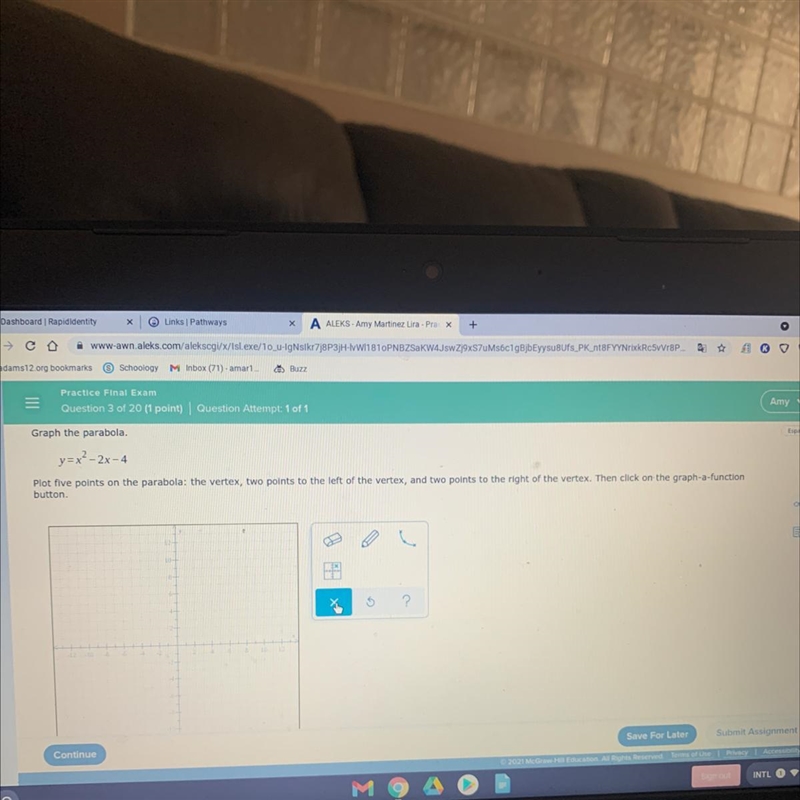 I need help asap please! 20 points! Graph the parabola. y=x²–2x-4 Plot five points-example-1