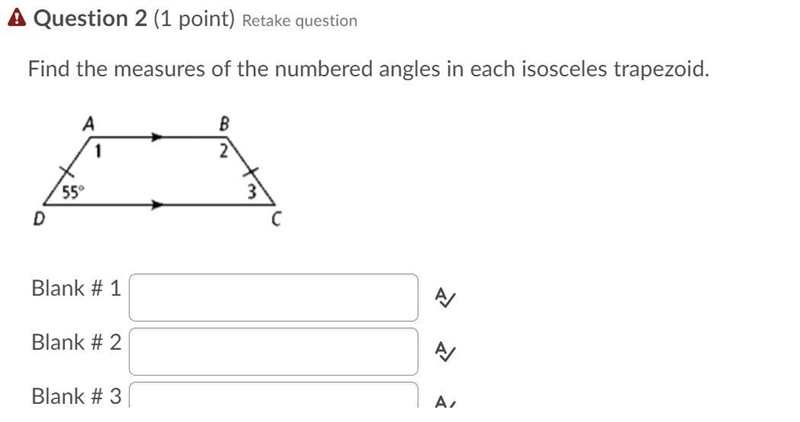 (see picture) Find the measures of the numbered angles in each isosceles trapezoid-example-1