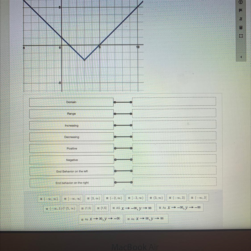 Given the graph, match the following characteristics of the graph below. Please assume-example-1