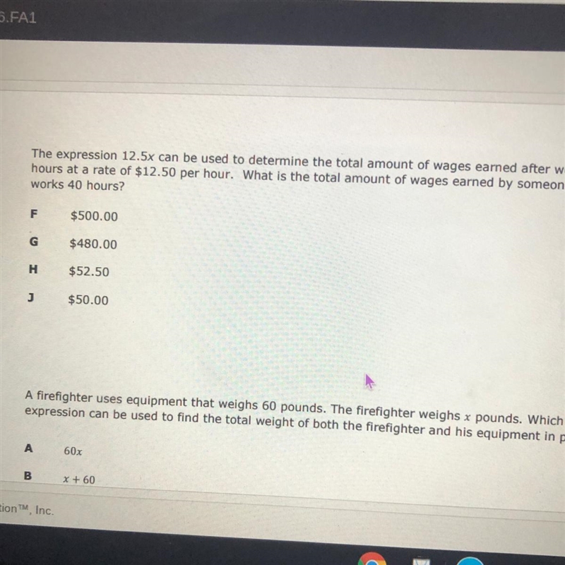 The expression 12.5x can be used to determine the total amount of wages eamed after-example-1