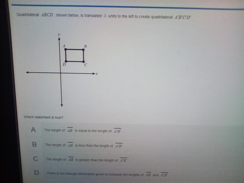 Quad ABCD John Squad ABCD John pillow is translated 3 units to the left to create-example-1