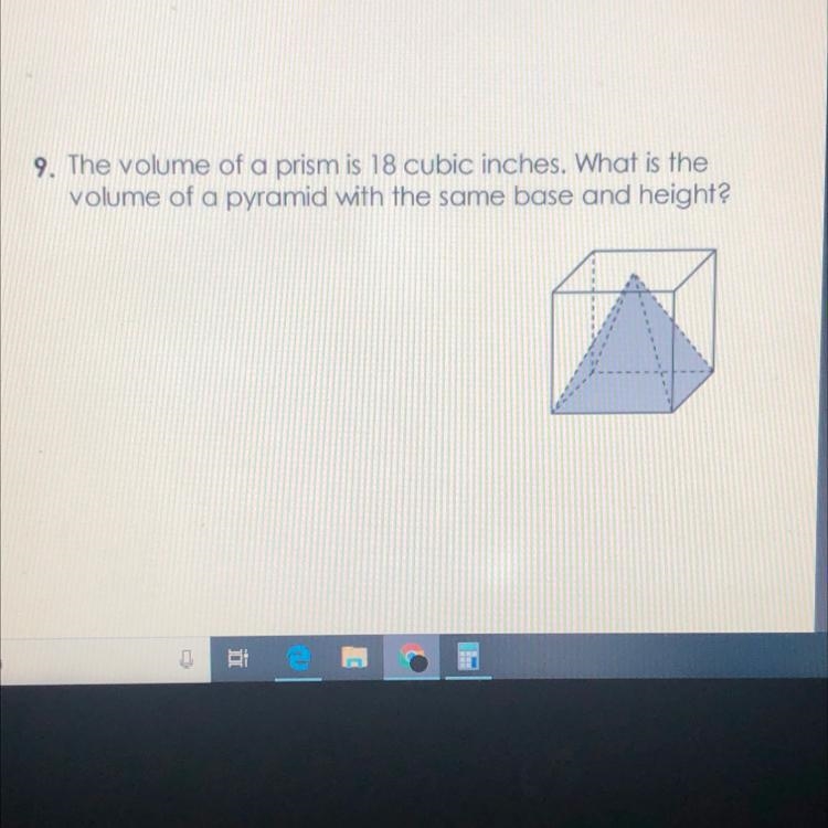 HELPPP!!!! Due today The volume of a prism is 18 cubic inches. What is the volume-example-1