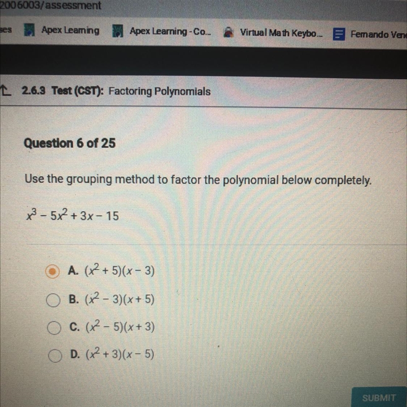 HELP. Use the grouping method to factor the polynomial below completely. x^3 – 5x-example-1