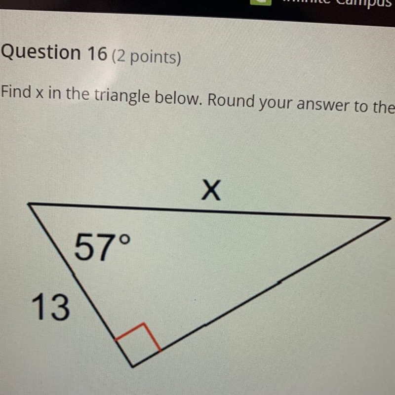 Find x in the triangle below. Round your answer to the nearest tenth.-example-1