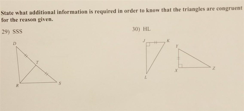 state what additional information is required in order to know that the triangles-example-1