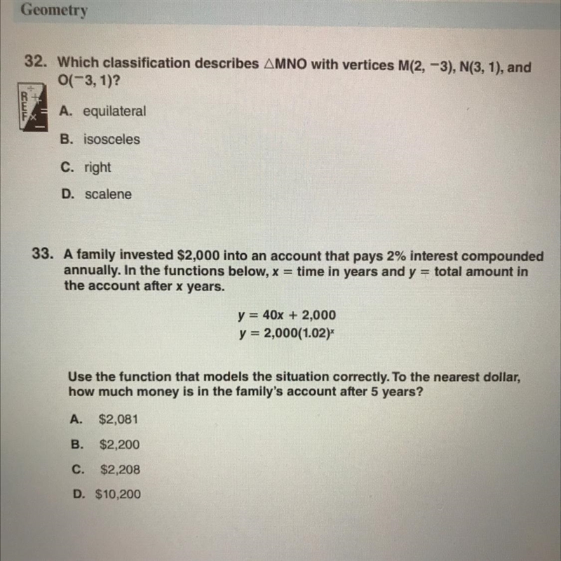 Which classification describes AMNO with vertices M(2, -3), N(3, 1), and 0(-3, 1)?-example-1