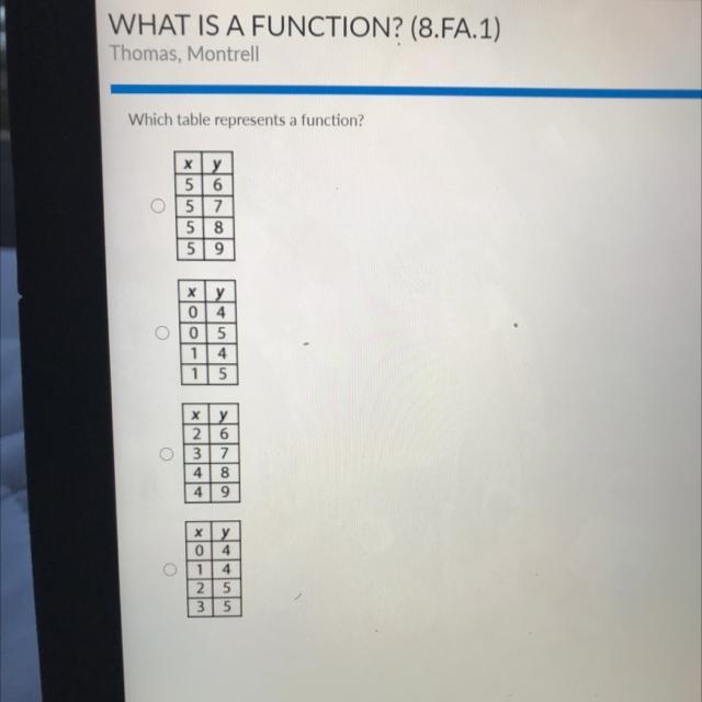 Which table represents a function-example-1