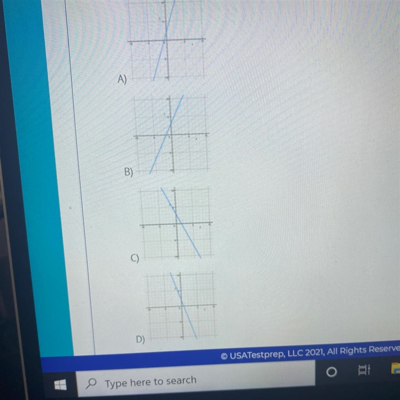 4) Which of the lines graphed has a slope of 3 and a y-intercept of 2?-example-1