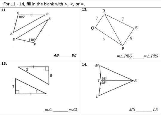 For 11-14, fill in the blank with >, <, or =.-example-1