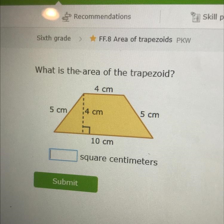 What is the area of the trapezoid? 5 cm 14 cm 5 cm 10 cm-example-1