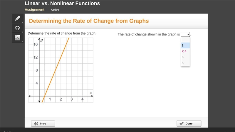 Determine the rate of change from the graph. On a coordinate plane, a line with positive-example-1