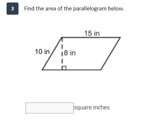 Find the area of the parallelogram below.-example-1