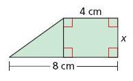 HELP PLS. Write an inequality that represents the missing dimension x. The area is-example-1