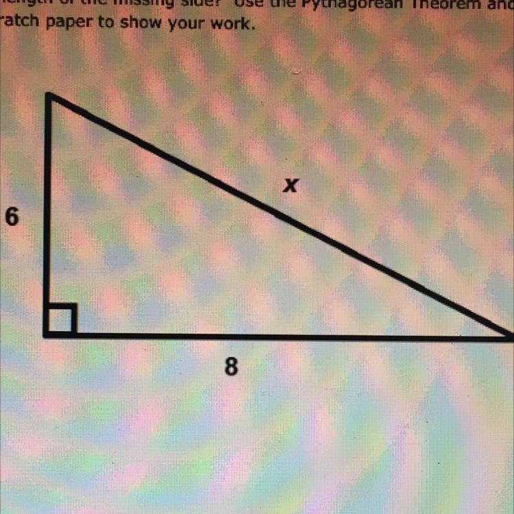 Help fast plz What is the length of the missing side? Use the Pythagorean Theorem-example-1