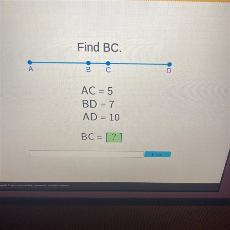 Find BC. AC = 5 BD = 7 AD = 10 BC = [?]-example-1