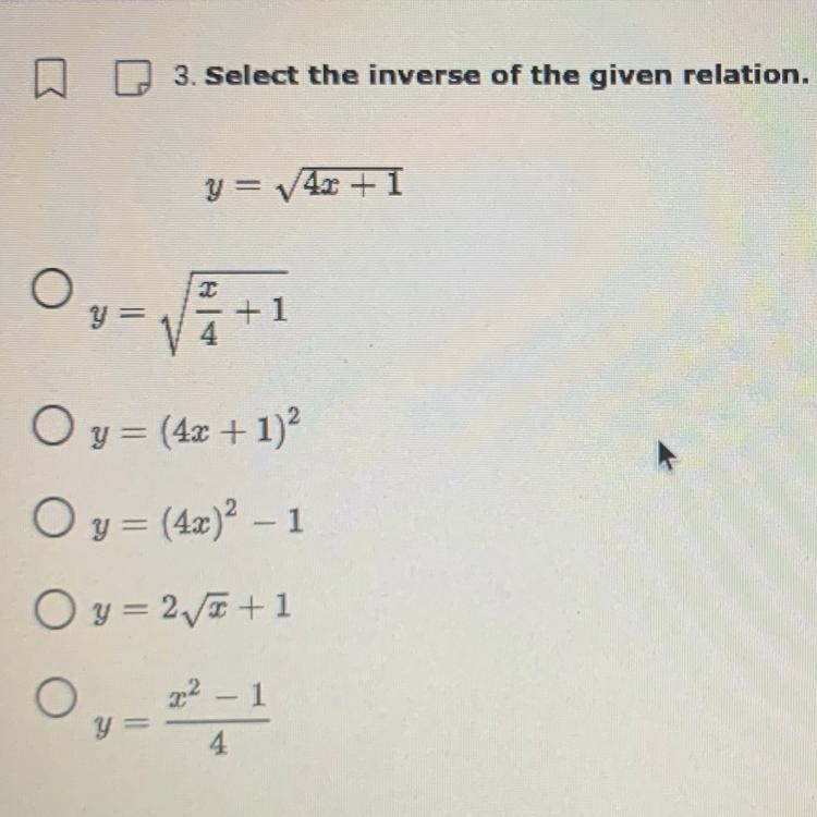 3. Select the inverse of the given relation.-example-1