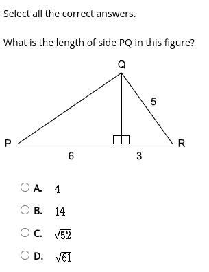 Select all the correct answers. What is the length of side PQ in this figure?-example-1