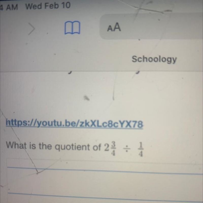 What is the quotient of 2/3/4 ÷ 1/4-example-1