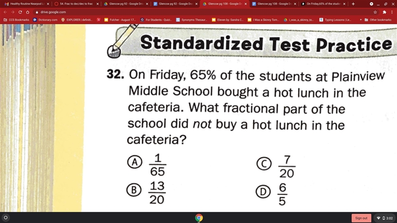 PLZ HELP ASAP!!! I NEED HELP: 32. On Friday, 65% of the students at Plainview Middle-example-1