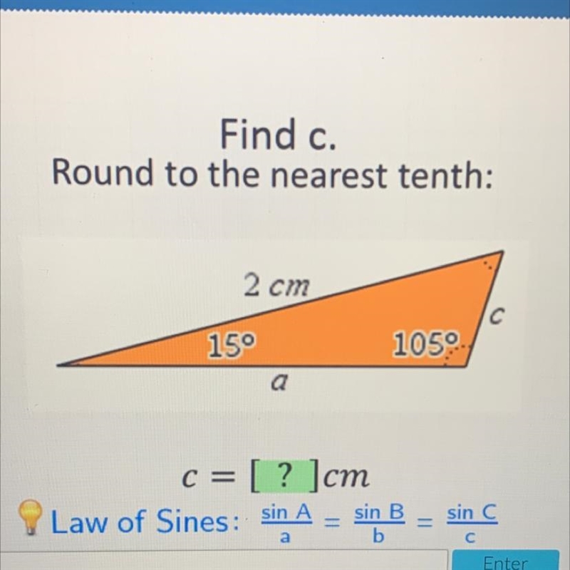 Find c. Round to the nearest tenth:-example-1