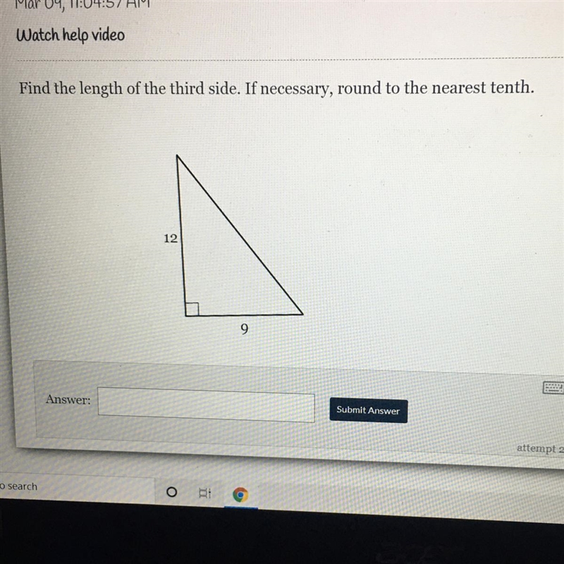 Find the length of the third side. If necessary, round to the nearest tenth. 12-example-1