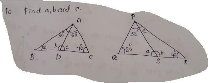 In the following triangles find A, B and C-example-1