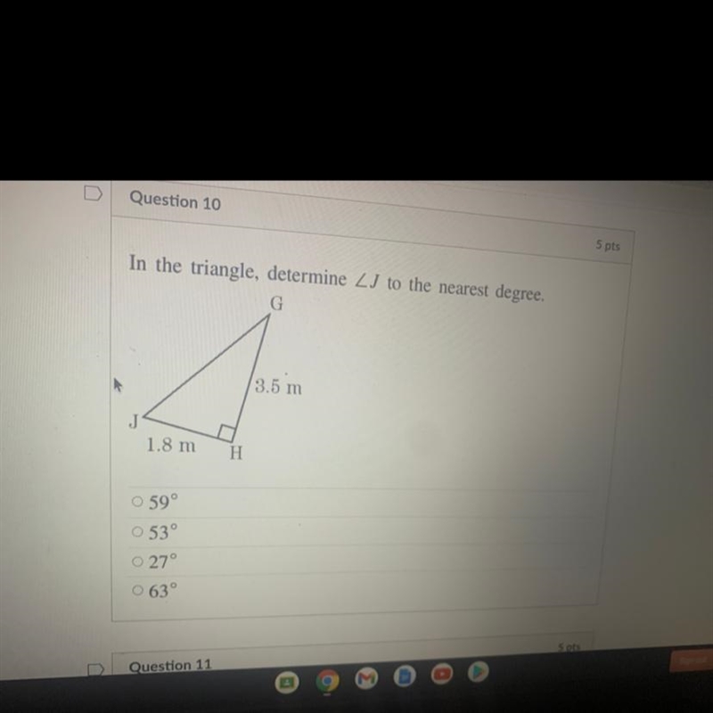 In the triangle shown determine j to the nearest degree-example-1