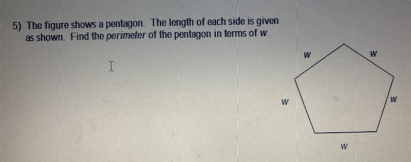 The figure shows a pentagon. The length of each side is given as shown. Find the perimeter-example-1