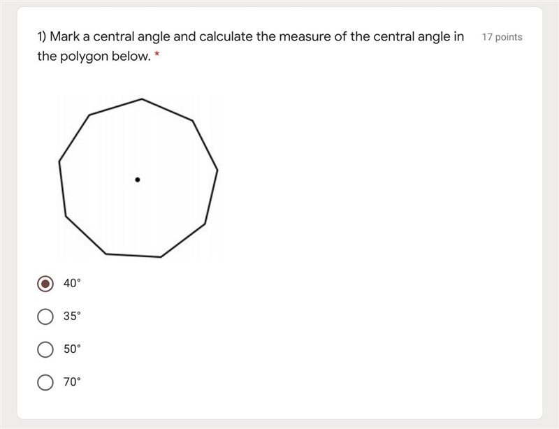 Please help!! 1) Mark a central angle and calculate the measure of the central angle-example-1