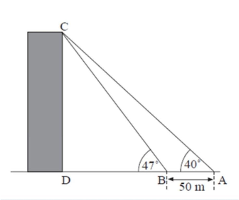 Please help me. In order to find the height of the tower shown, the surveyors measure-example-1