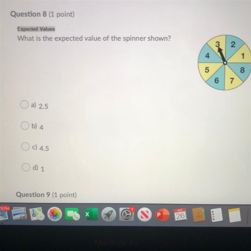 What is the expected value of the spinner shown?-example-1