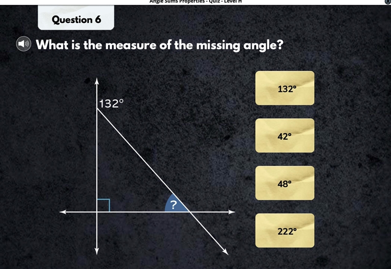 What is the measure of the missing angle? Please answer fast!-example-1