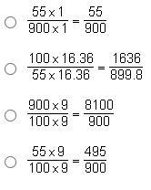 Which equation can be used to find 55 percent of 900?-example-1